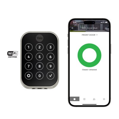 Yale Pro 2 Key Free Touchscreen Keypad Lock, Bluetooth with Wi-Fi Connect Bridge, Satin Nickel